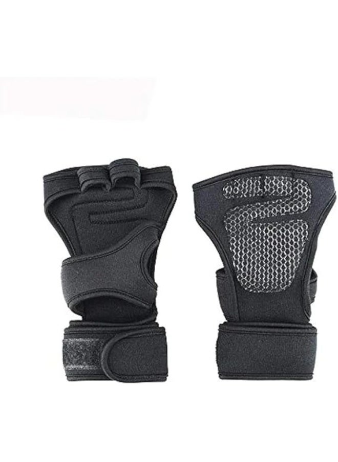 Spaceshoop Weight Lifting Gloves with Wrist Support for Gym and Fitness Training Soft Texture and Premium Finish with Black color - Image 1